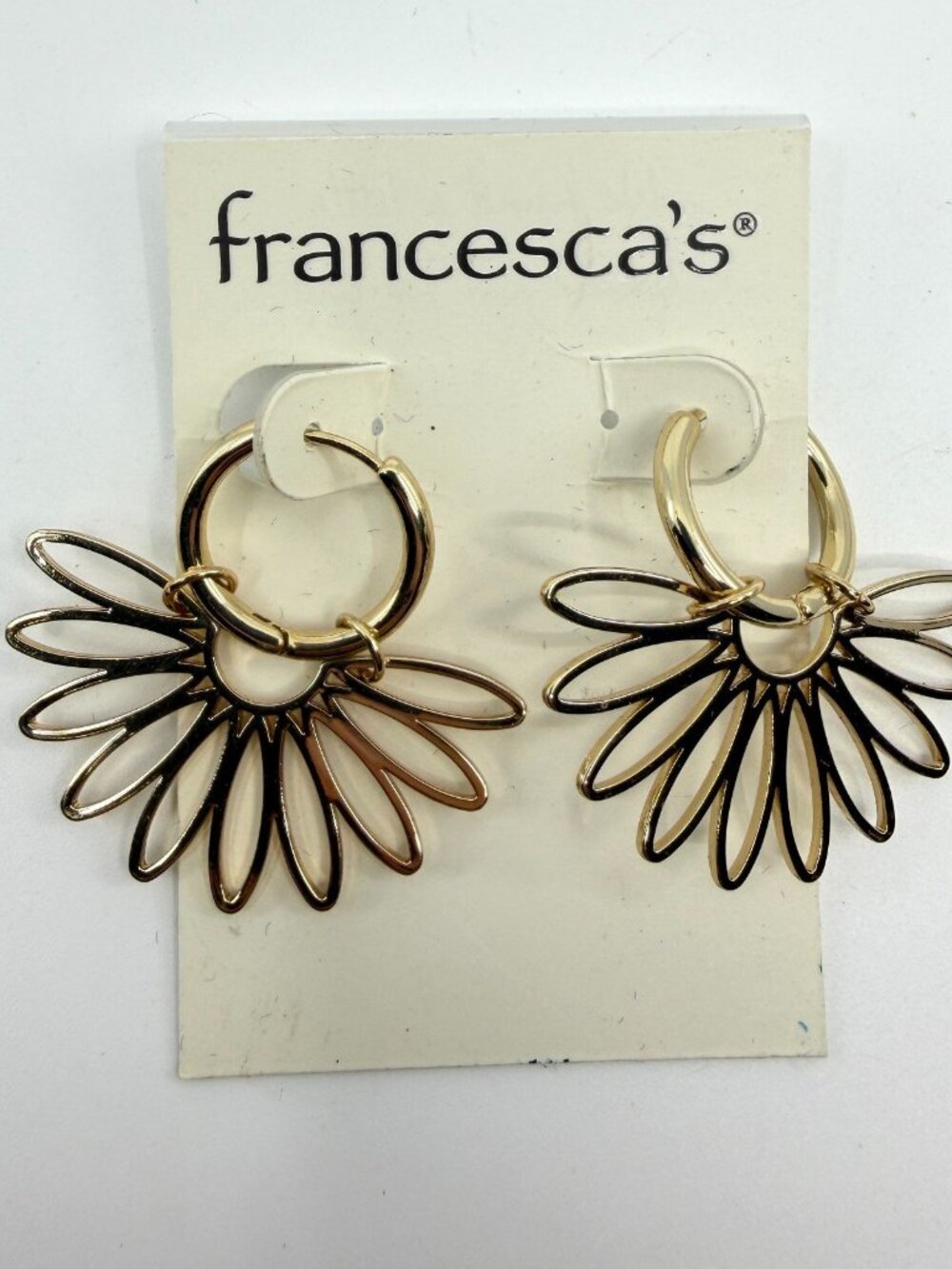 Francesca's Gold Sunburst Flower Hoop Earrings - Boho Y2K Gift Idea